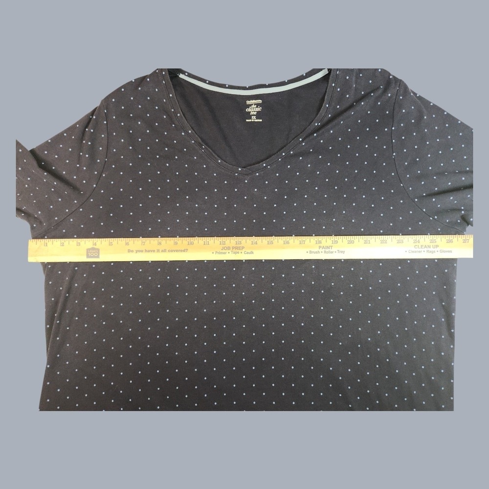Croft & Barrow The Classic Tee Shirt Women's Plus Size 3X Navy Polka Dot V Neck - Picture 3 of 6